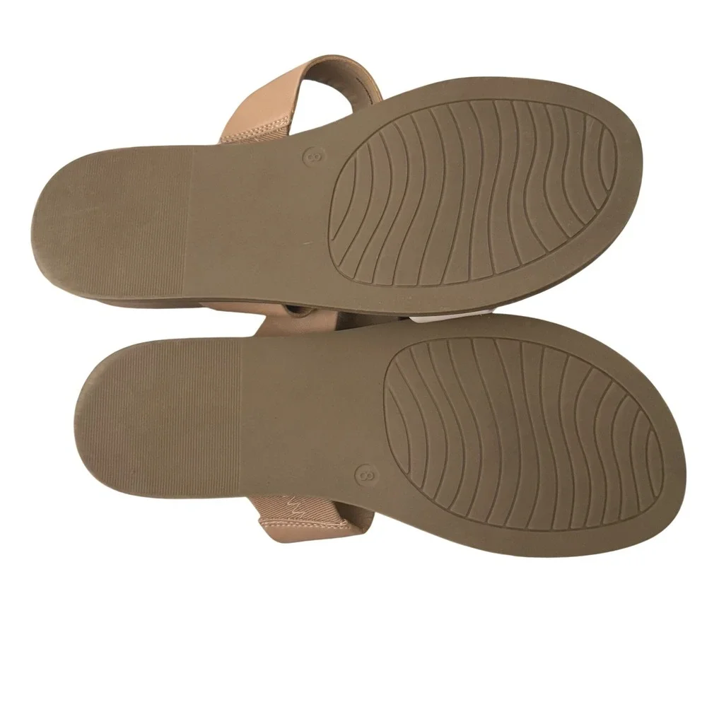 Xappeal Edith Slide Sandals Women 8M Tan Cream NWOT Two Strap Minimalist